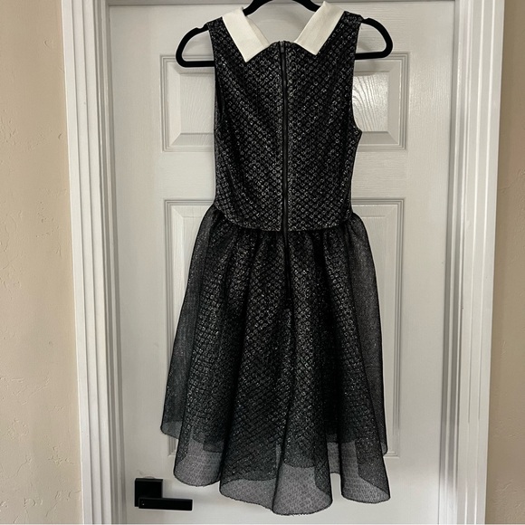 Maje • Black & Silver Rider Metallic Fit And Flare Mini Dress • Size L - Picture 4 of 5